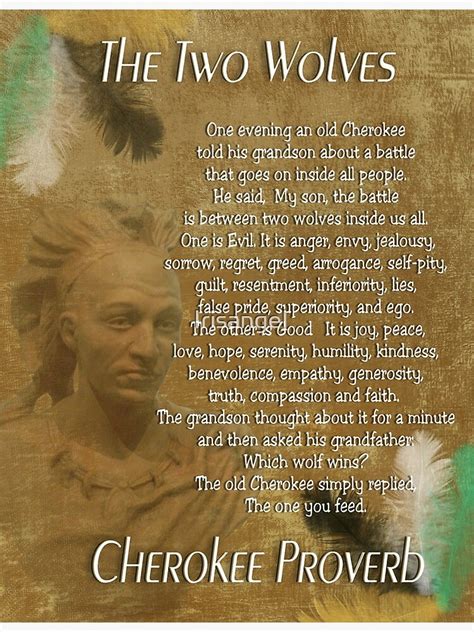 "The Two wolves, Cherokee proverb " Poster by Irisangel | Redbubble