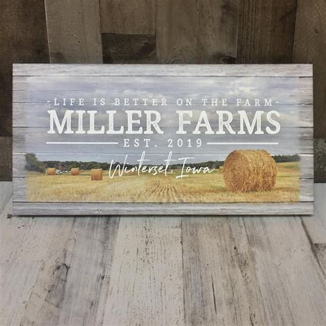 Personalized Farm Name Sign - Family Farm Custom Canvas Print with Established Date and Location ...