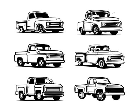 Premium Vector | A set collection of pickup truck silhouette illustrations