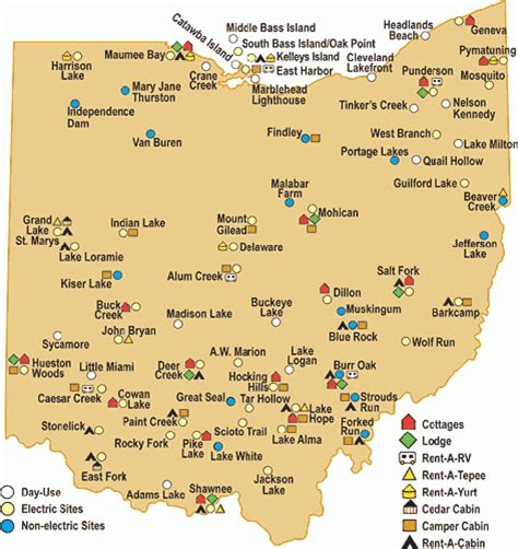 Ohio State Parks Camping Map Printable Map | Maps Of Ohio