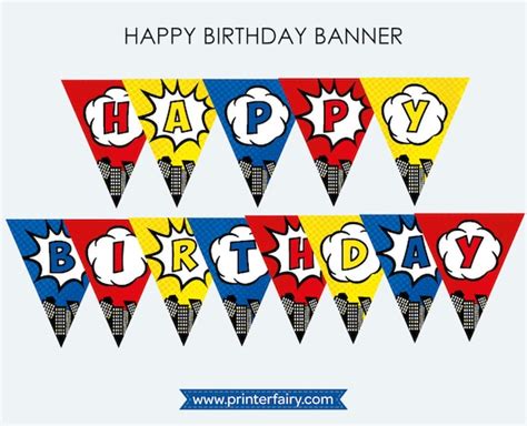 Superhero Printable Banner, Superheroes Birthday Party Decor, Printable ...