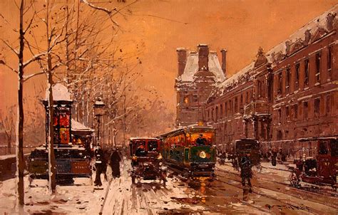 Quay du Louvre, Winter - Edouard Cortes - WikiArt.org - encyclopedia of visual arts