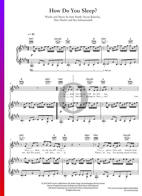 How Do You Sleep door Sam Smith | piano bladmuziek (Piano, Stem, Gitaar ...