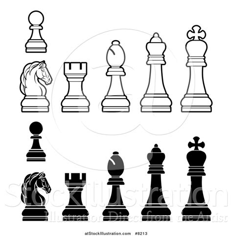 Vector Illustration of White and Black Chess Pieces by ...