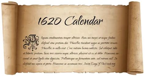 1620 Calendar: What Day Of The Week