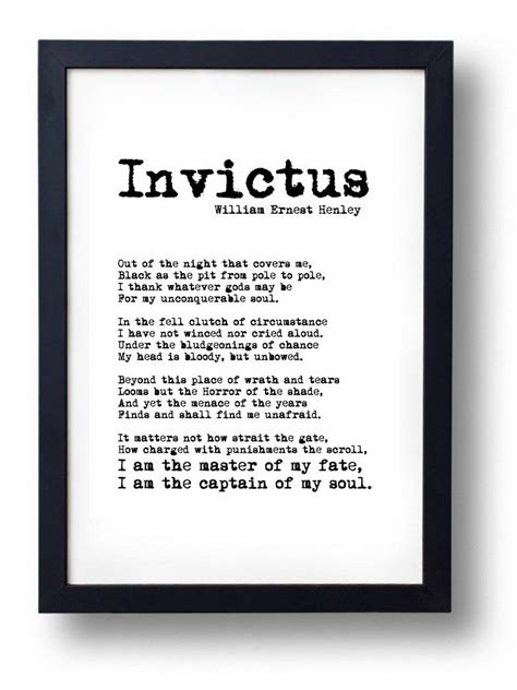 Invictus William Ernest Henley Poem Print | William ernest henley, Poems, Words