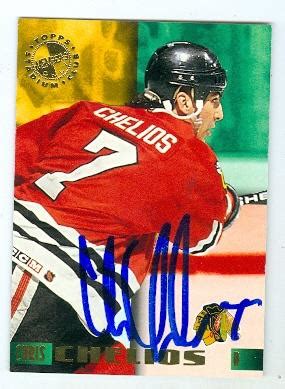 Chris Chelios autographed hockey card (Chicago Blackhawks) 1995 Topps ...