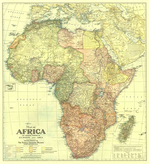 Map of Africa and adjoining portion of Europe and Asia (1922) - Vivid Maps