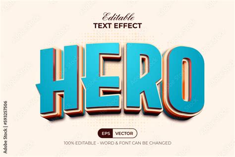 Hero text effect 3d curved style. Editable text effect. Stock Vector | Adobe Stock