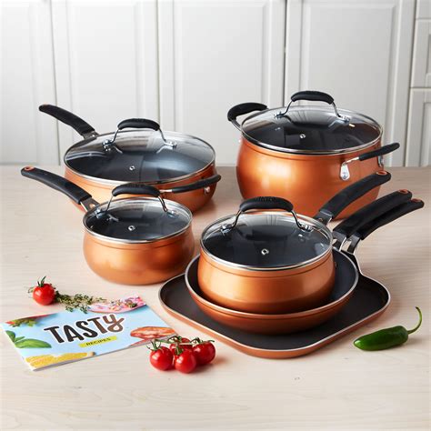 Tasty 11pc Cookware Set Non-Stick - Diamond Reinforced - Copper – BrickSeek