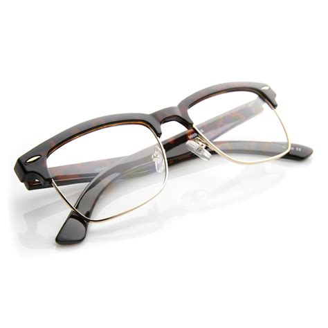 Vintage Inspired Clubmaster Half Frame Glasses - zeroUV