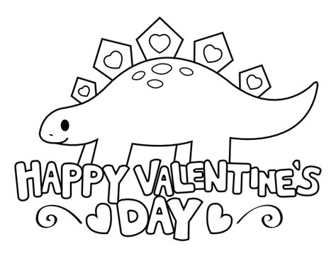 Printable Stegosaurus Valentine's Day Coloring Page