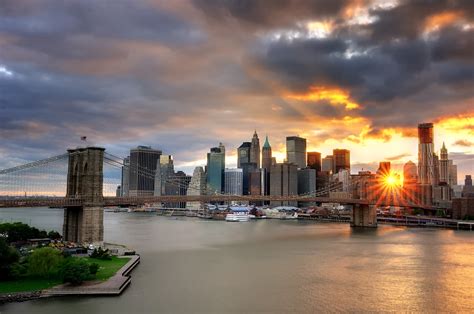 Sunset over the Brooklyn Bridge and Lower Manhattan, New York City - a photo on Flickriver