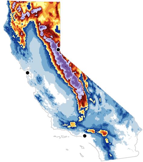 Maps compare California's snowfall this year with past winters