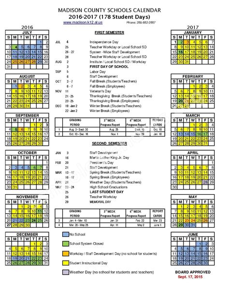 Madison County Schools School Year Calendar | School calendar, Students day, School year