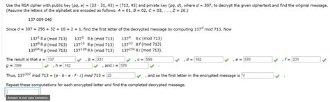 Use the RSA cipher with public key | Chegg.com