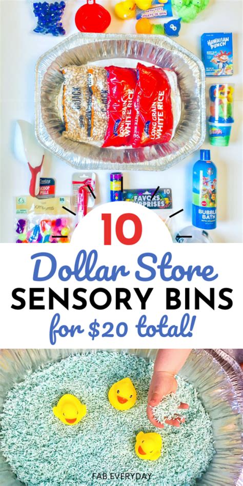 Dollar Store Sensory Bins (budget DIY sensory bins for toddlers) - Fab ...