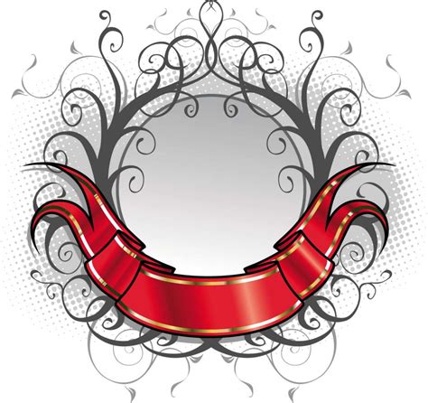 Red ornate title ribbon vector | Free download