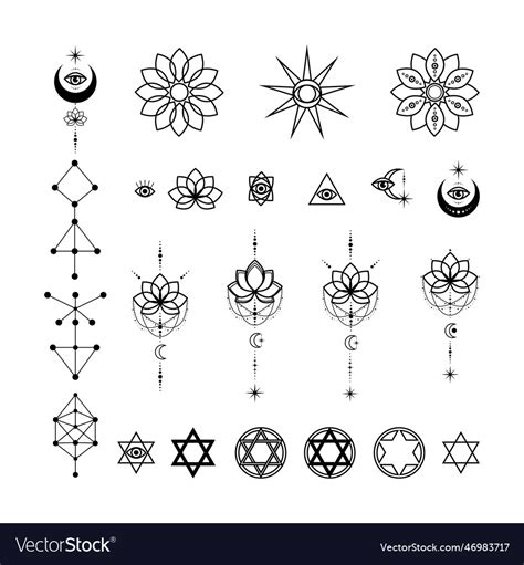 Astrological symbols of the moon sun stars Vector Image