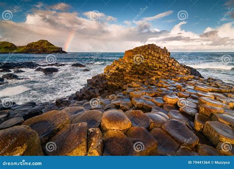 Giants Causeway sunrise stock photo. Image of belfast - 79441364