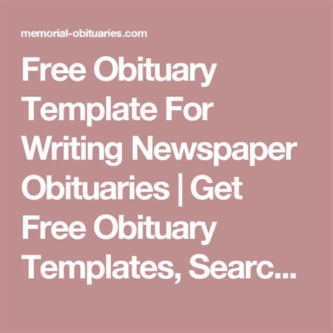 Free Obituary Template For Writing Newspaper Obituaries | Get Free ...