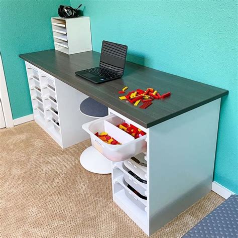 DIY Desk with Storage Bins | Lego storage solutions, Diy desk plans, Diy desk with storage