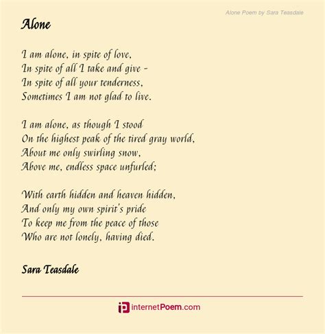 Alone Poem by Sara Teasdale