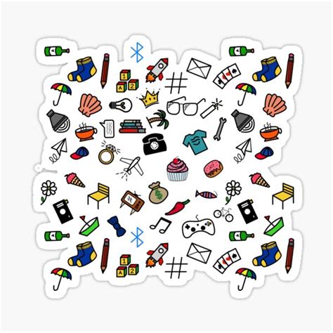 "Every Day Random Objects Doodle Pattern" Sticker for Sale by 4U2NV-LDN ...