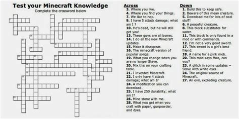 Free Printable Minecraft CrossWord Search: Test your Minecraft Knowledge - Kids Creative Chaos