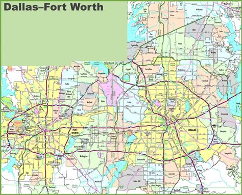 Dallas and Fort Worth map