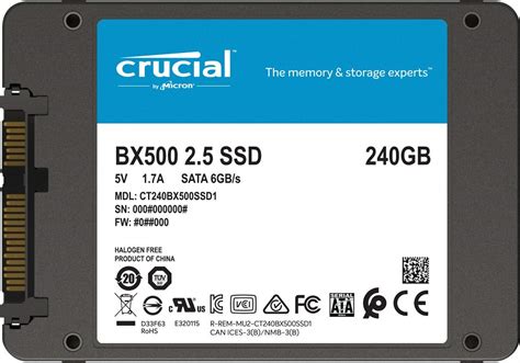 SSD Crucial 240GB BX500 CT240BX500SSD1 2,5 Sata3 - Computech