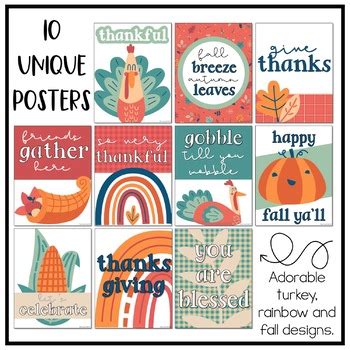 Thanksgiving Classroom Posters | Editable by Learning with Kiki | TPT