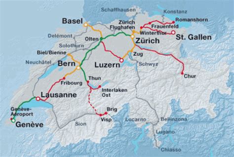 Swiss Intercity Rail Map