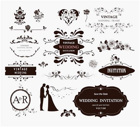 Invitation Clipart Vintage Wedding - Wedding Invitation Vector Png ...