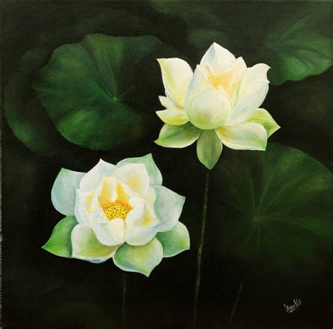 White Lotus Flower Painting by Vishnu VCS | Saatchi Art