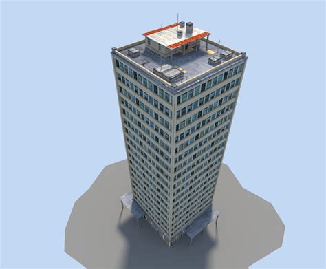 3D model low poly skyscraper tall building VR / AR / low-poly | CGTrader