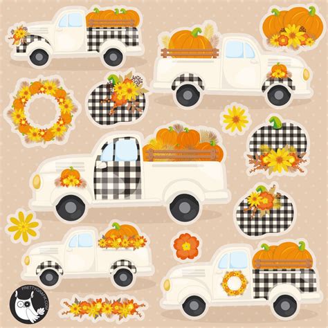 Fall Farm Truck Clipart Clipart Commercial Use Vector - Etsy