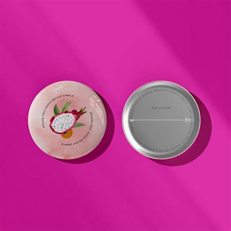 Top View of Front and Back of a Badge Pin Mockup Free Download ...