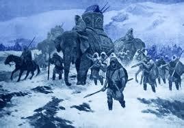 Western Civilization: Hannibal riding on elephant back / Crossing the Alps just to launch his attack