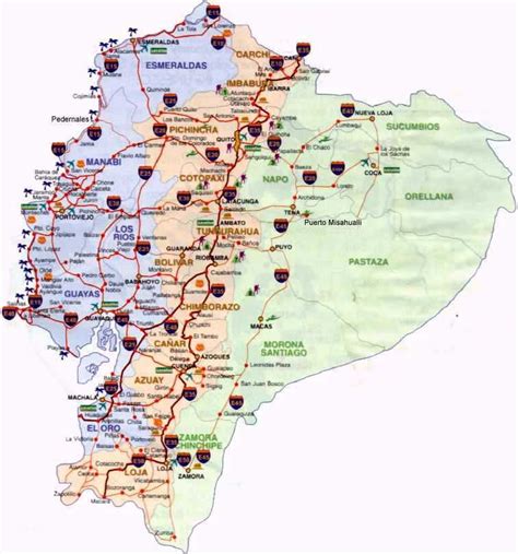 Ecuador Road Map Ontheworldmap Com - vrogue.co