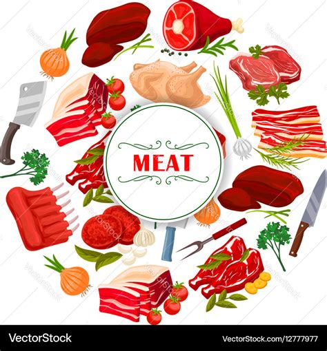 Butcher shop meat or butchery poster Royalty Free Vector