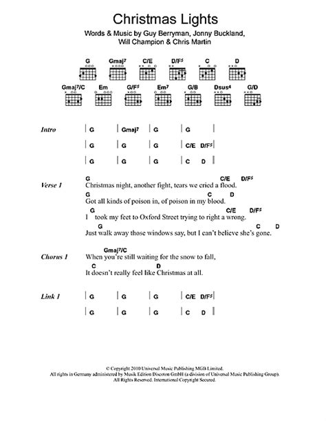 Christmas Lights sheet music by Coldplay (Lyrics & Chords – 112279)