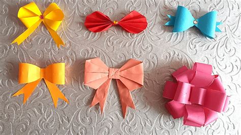 6 Easy Paper Bow | How to make paper Bow | Easy Paper Bow | Origami Bow ...