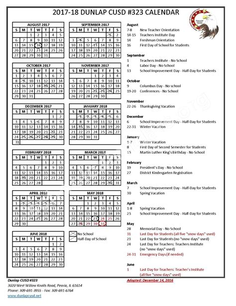 Dunlap Community Unit School District 323 Calendars – Peoria, IL