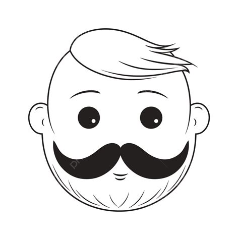 Cartoon Outline Black And White Drawing Of Man With Beard And Mustache Sketch Vector, Bear ...