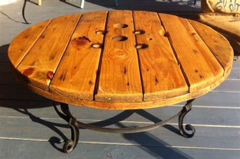 Great mix of #metal and #wood in this rustic, vintage-industrial table made from… | Wooden spool ...