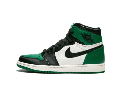 Nike Air Jordan 1 Green Pine бело-зелено-черные кожаные мужские-женские ...