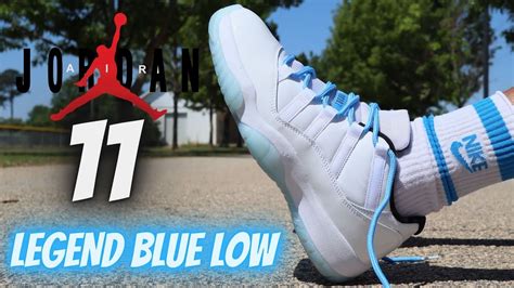 Buy > air jordan 11 low legend blue on feet > in stock