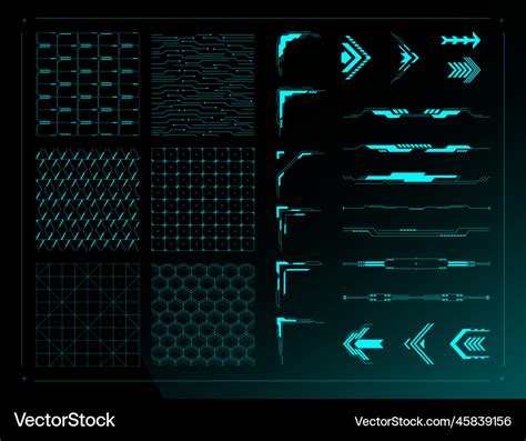 Sci fi ui design elements cyberpunk grid Vector Image