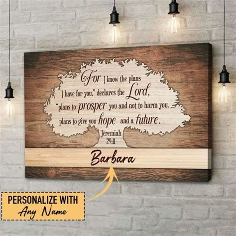 For I Know The Plans I Have For You Jeremiah Personalized Christian Canvas Wall Art Sale ...